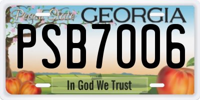 GA license plate PSB7006