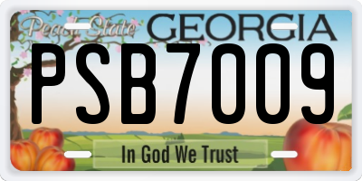 GA license plate PSB7009