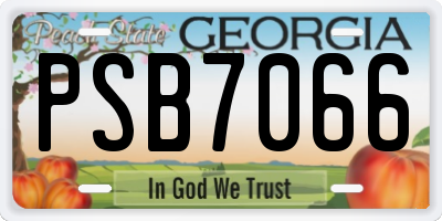 GA license plate PSB7066