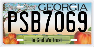 GA license plate PSB7069