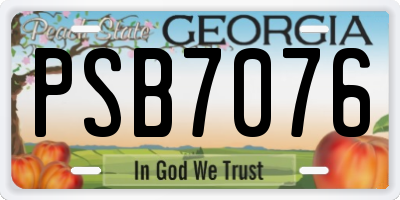 GA license plate PSB7076