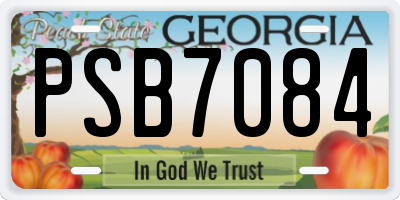 GA license plate PSB7084