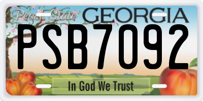 GA license plate PSB7092