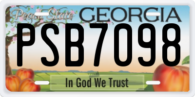 GA license plate PSB7098