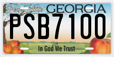 GA license plate PSB7100