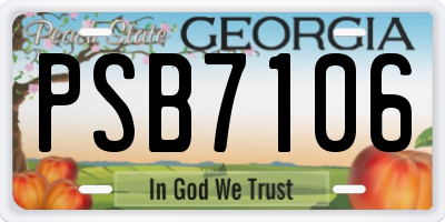 GA license plate PSB7106