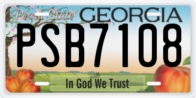 GA license plate PSB7108