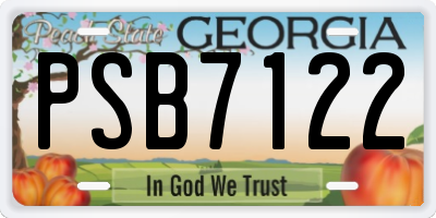 GA license plate PSB7122