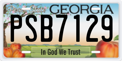 GA license plate PSB7129
