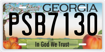 GA license plate PSB7130