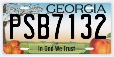GA license plate PSB7132