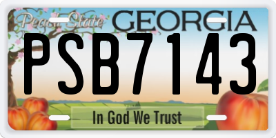 GA license plate PSB7143