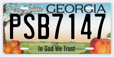 GA license plate PSB7147