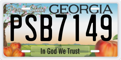 GA license plate PSB7149