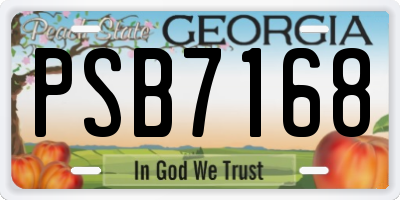 GA license plate PSB7168