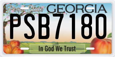 GA license plate PSB7180