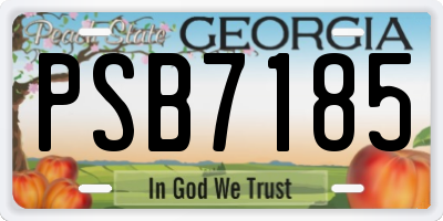 GA license plate PSB7185