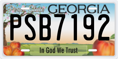 GA license plate PSB7192