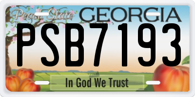 GA license plate PSB7193