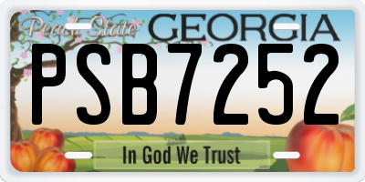 GA license plate PSB7252