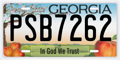 GA license plate PSB7262