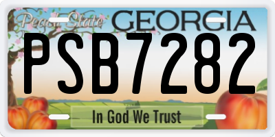 GA license plate PSB7282