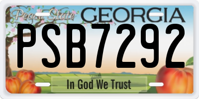 GA license plate PSB7292