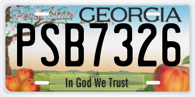 GA license plate PSB7326