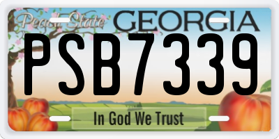 GA license plate PSB7339