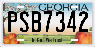 GA license plate PSB7342