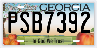 GA license plate PSB7392