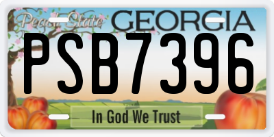 GA license plate PSB7396
