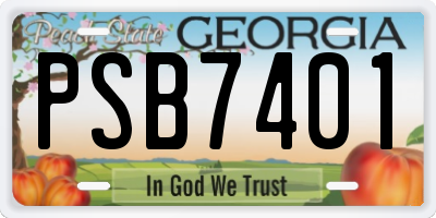 GA license plate PSB7401
