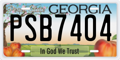 GA license plate PSB7404
