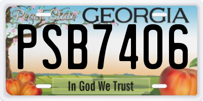 GA license plate PSB7406
