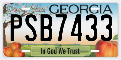 GA license plate PSB7433