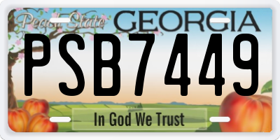 GA license plate PSB7449