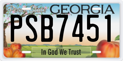 GA license plate PSB7451