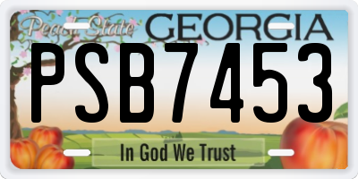 GA license plate PSB7453