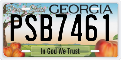GA license plate PSB7461