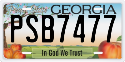 GA license plate PSB7477