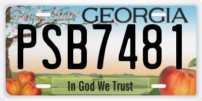 GA license plate PSB7481