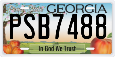 GA license plate PSB7488