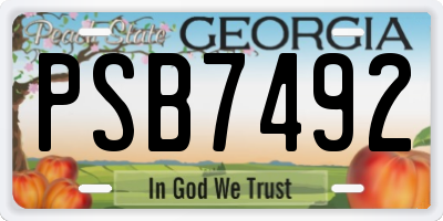 GA license plate PSB7492