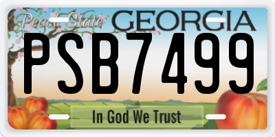 GA license plate PSB7499