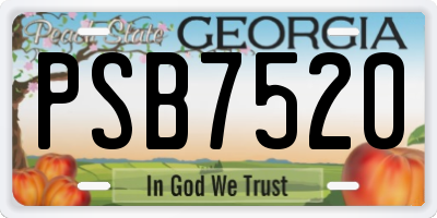 GA license plate PSB7520