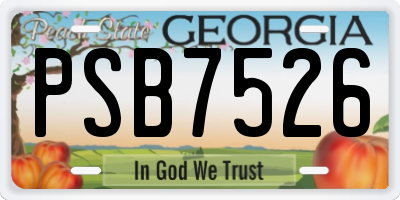 GA license plate PSB7526