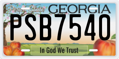 GA license plate PSB7540