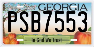 GA license plate PSB7553