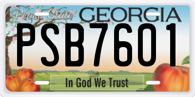 GA license plate PSB7601